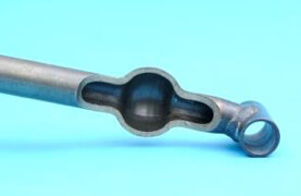 球面成形 両端の絞り加工の組合せで球形状を成形